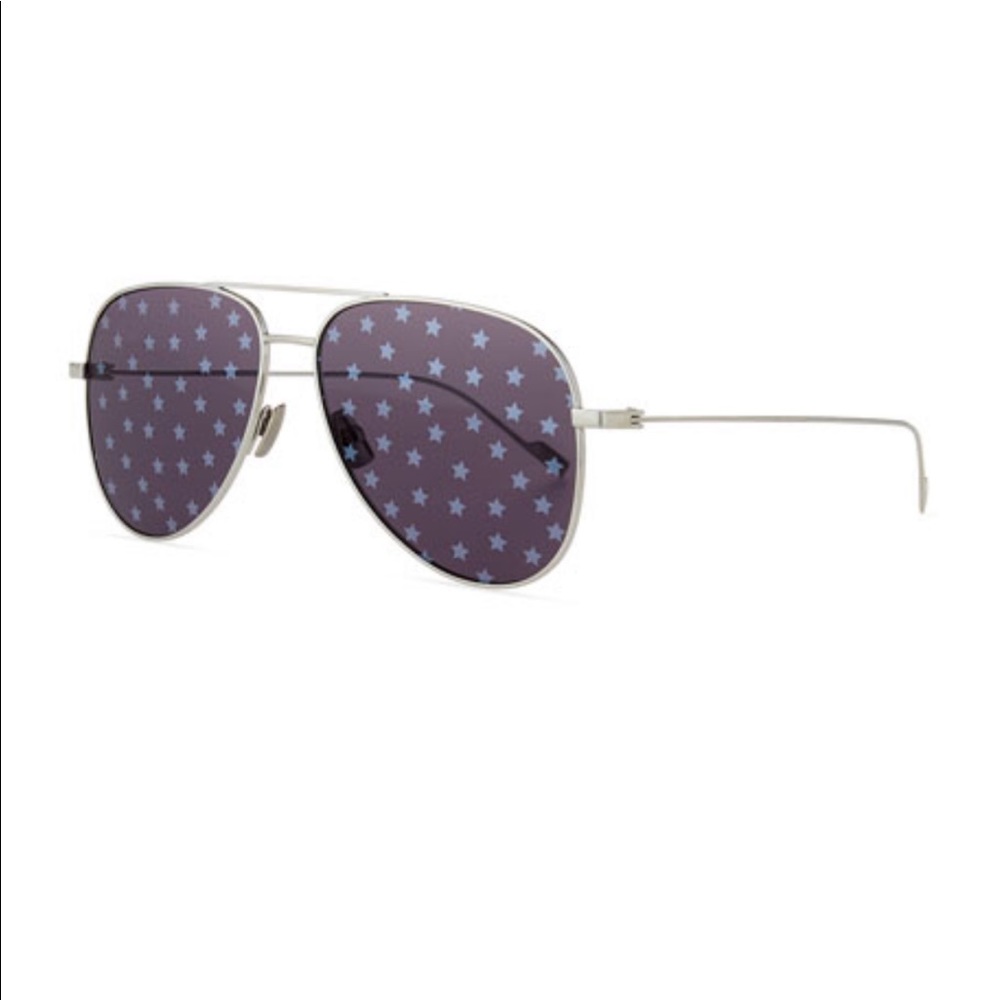 SOLD Saint Laurent Metal Aviator Star-Lens Sunglasses